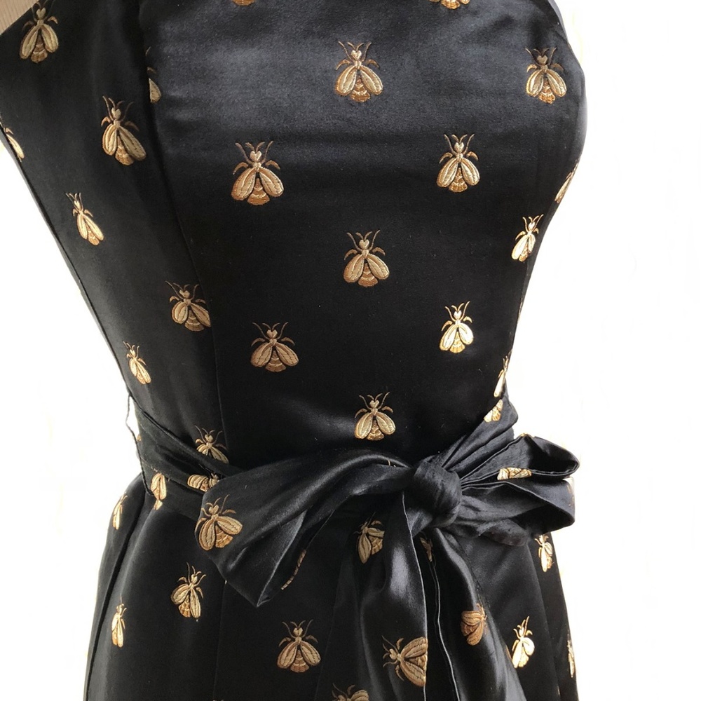Molly B silk black cocktail dress with bee print - Picture 6 of 8
